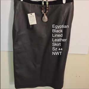 Marie Louise Egyptian Black Leather Pencil Skirt44